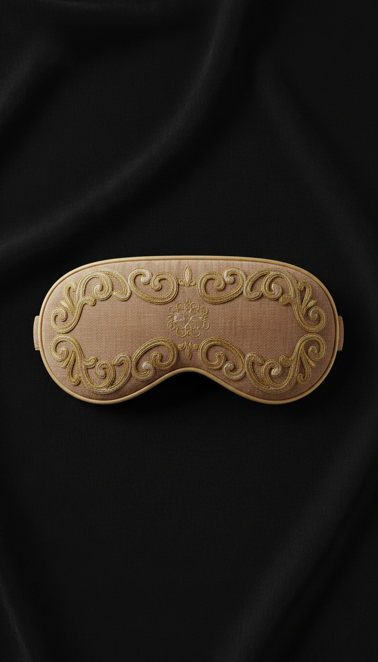 Stone Fabric Sleep Mask With Gold Detail